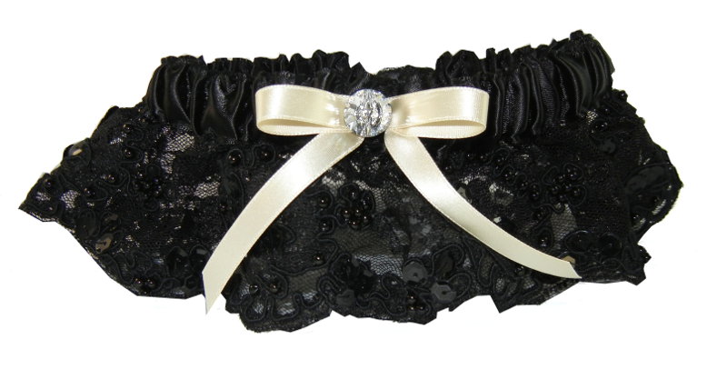 Beaded re-embroidered Lace Garter